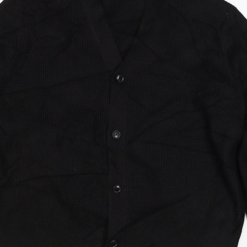 Marks and Spencer Women’s Black L Shawl Collar Waffle Knit Cardigan