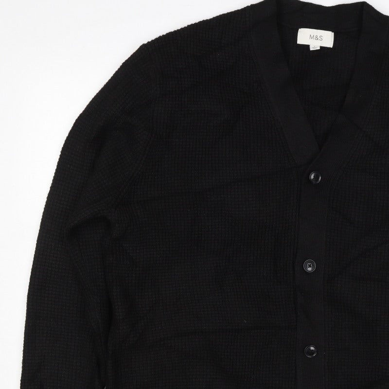 Marks and Spencer Women’s Black L Shawl Collar Waffle Knit Cardigan