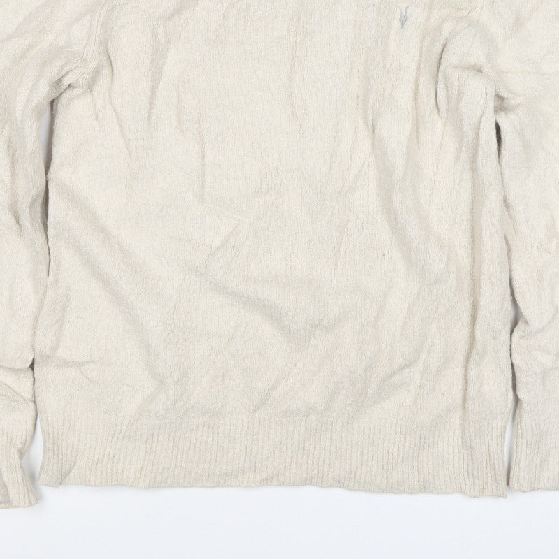 AllSaints Men’s Ivory XL Crew Neck Logo Knit Pullover Jumper