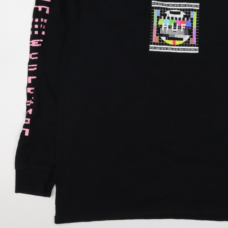 HUF Men's Black XL Long Sleeve Graphic Test Card Cotton T-Shirt