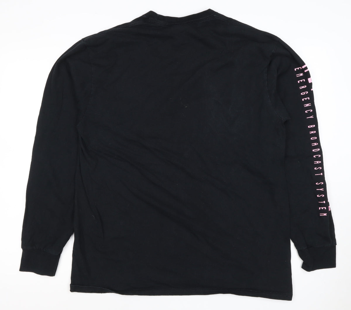 HUF Men's Black XL Long Sleeve Graphic Test Card Cotton T-Shirt