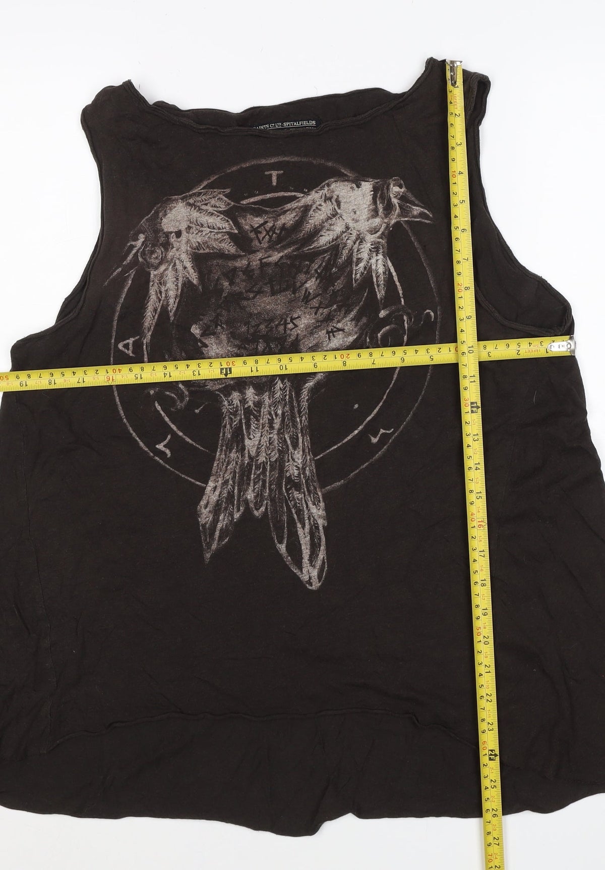AllSaints Women’s Black UK 6 Raven Feather Graphic Jersey Tank Top