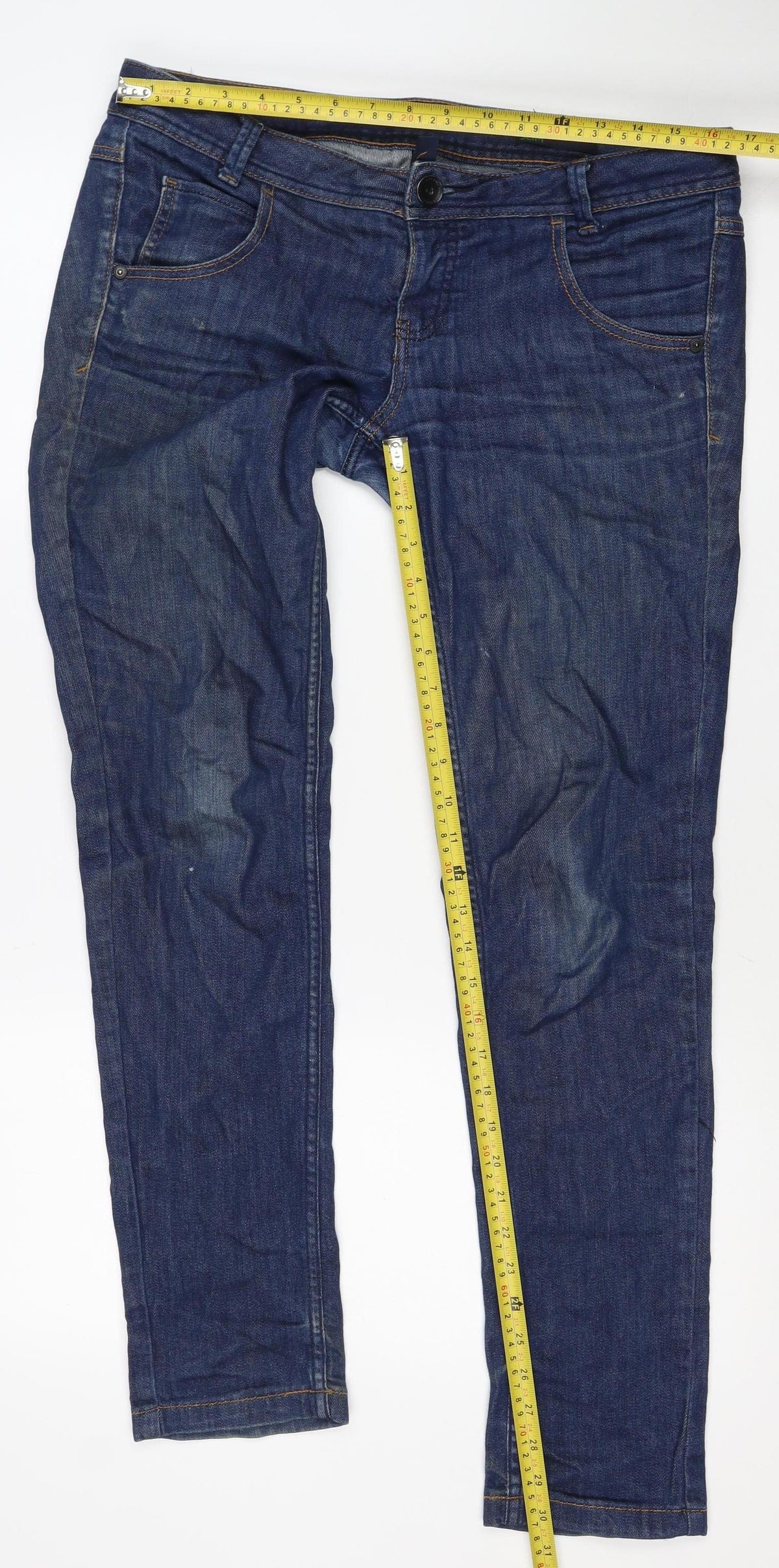 Benetton Women’s Blue Slim Straight Jeans W30 Stretch Denim