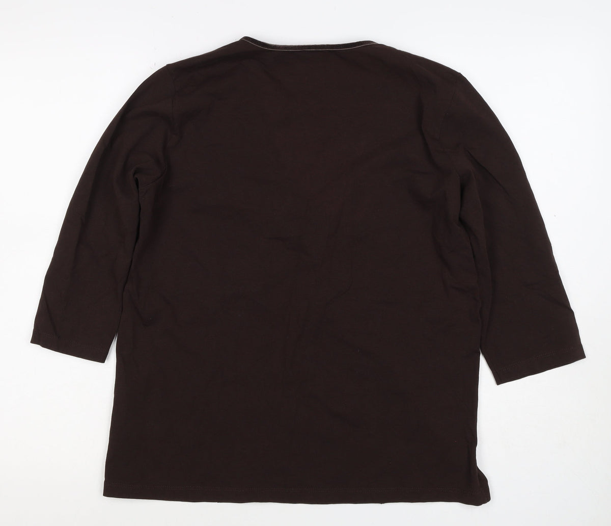 Olsen Women Brown UK 18 Wrap Jersey V-Neck 3/4 Sleeve Blouse