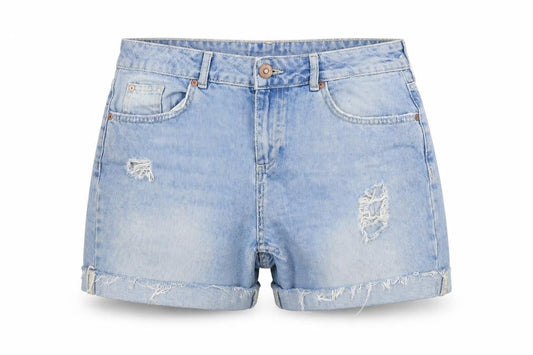 River Island Women Blue UK 12 High Rise Mom Distressed Denim Shorts