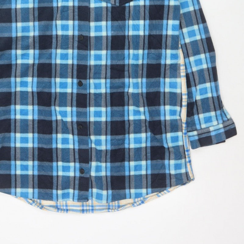 Collusion Women’s Blue Plaid Reversible Button-Up Shirt UK 14 Long Sleeve