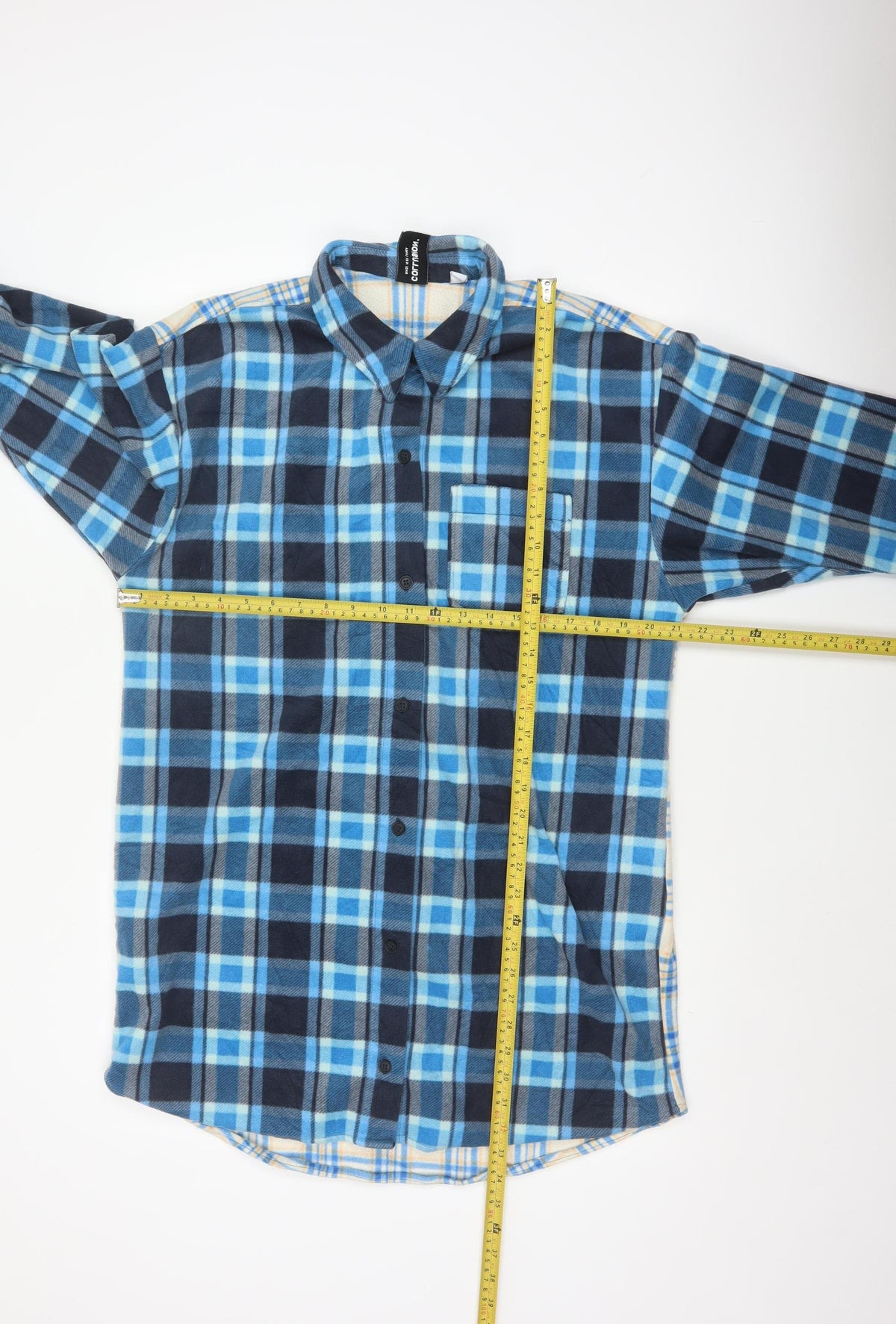 Collusion Women’s Blue Plaid Reversible Button-Up Shirt UK 14 Long Sleeve