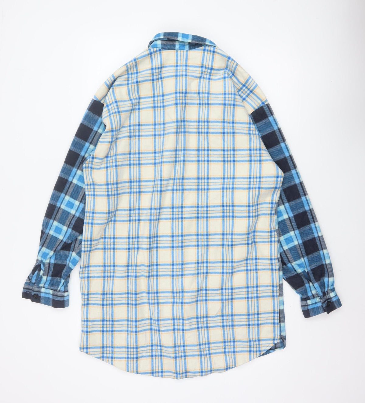 Collusion Women’s Blue Plaid Reversible Button-Up Shirt UK 14 Long Sleeve