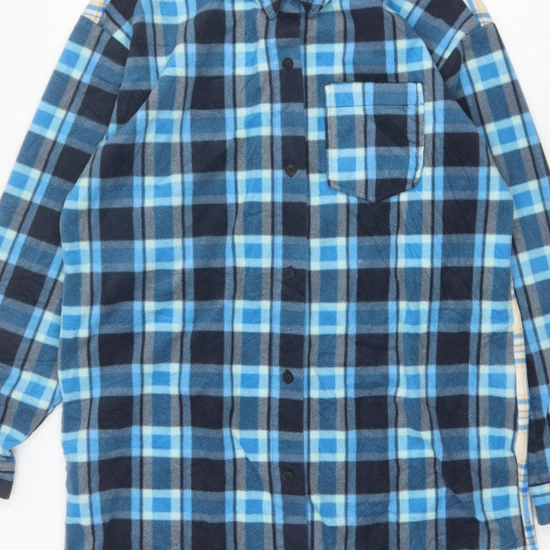 Collusion Women’s Blue Plaid Reversible Button-Up Shirt UK 14 Long Sleeve