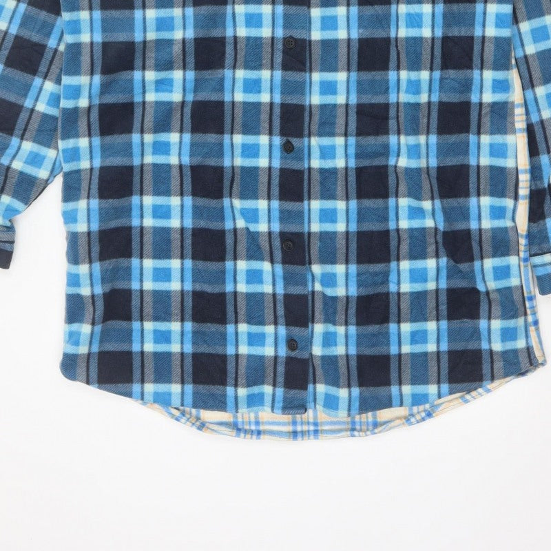 Collusion Women’s Blue Plaid Reversible Button-Up Shirt UK 14 Long Sleeve