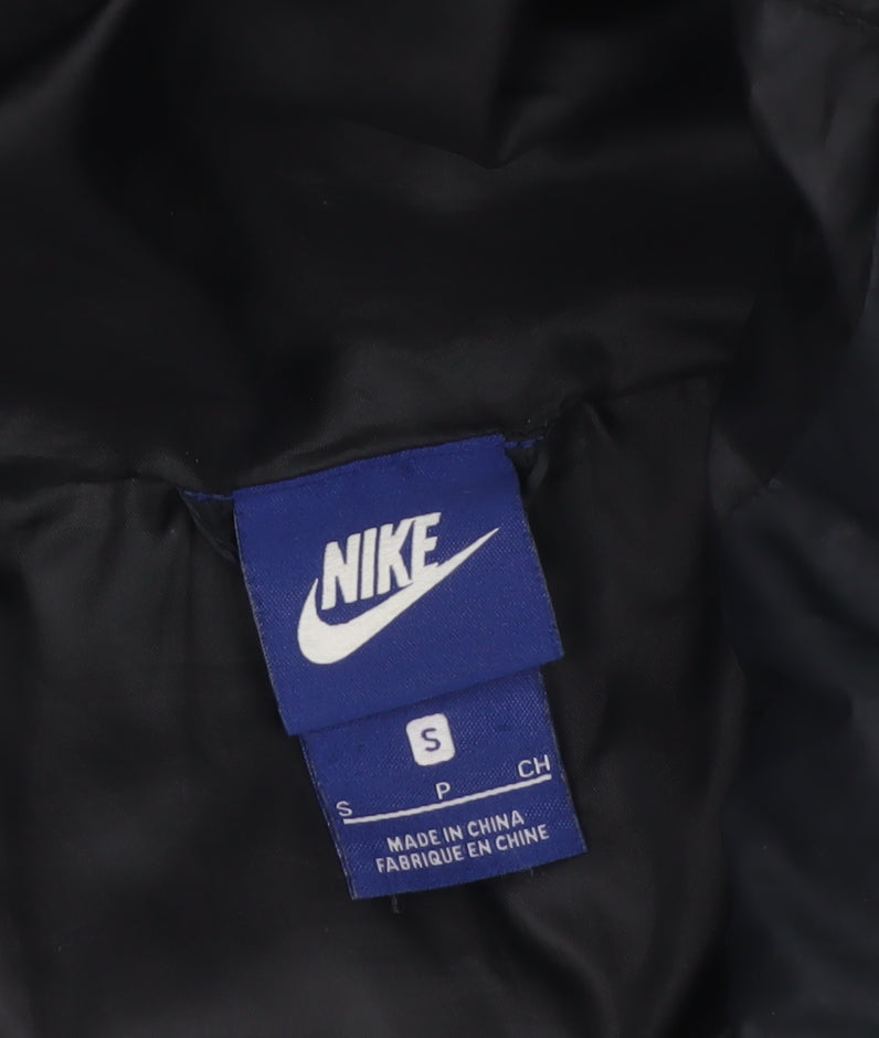 Nike Women Black S Long Hooded Puffer Jacket Quilted Zip