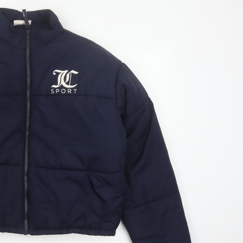 Juicy Couture Sport Women’s Blue XL Puffer Jacket Logo Full Zip