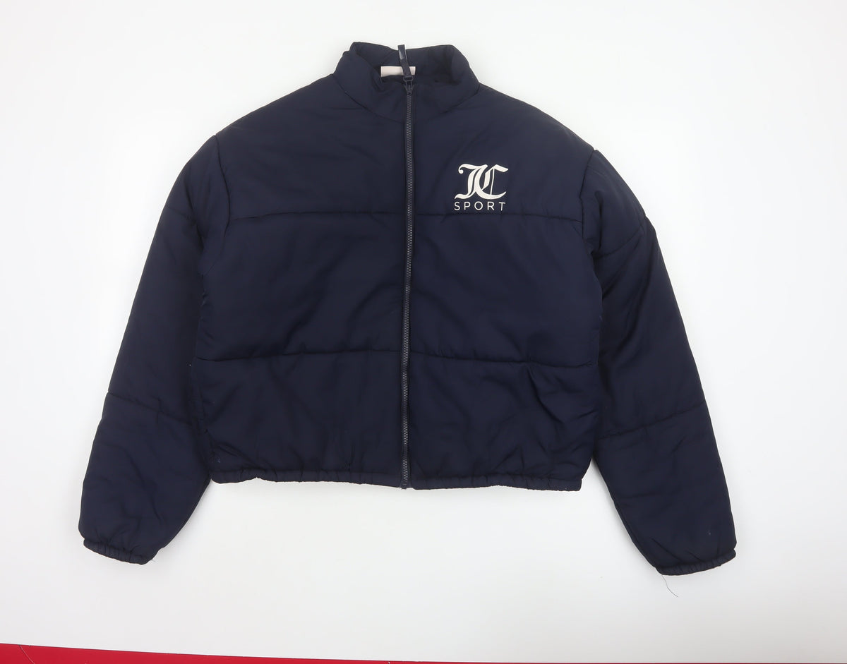 Juicy Couture Sport Women’s Blue XL Puffer Jacket Logo Full Zip