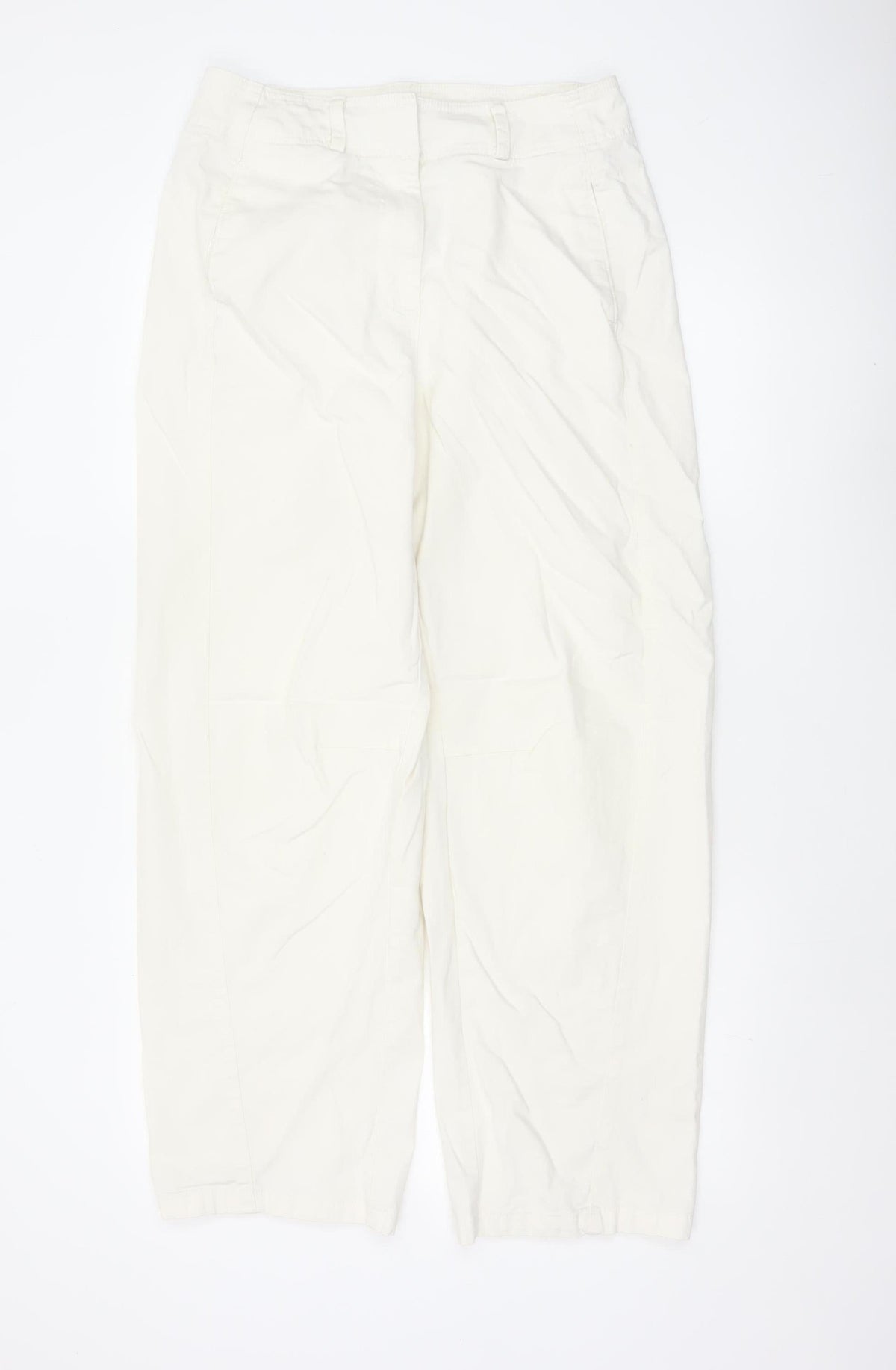 Marks & Spencer Women Ivory Size 12 Regular Tapered Trousers