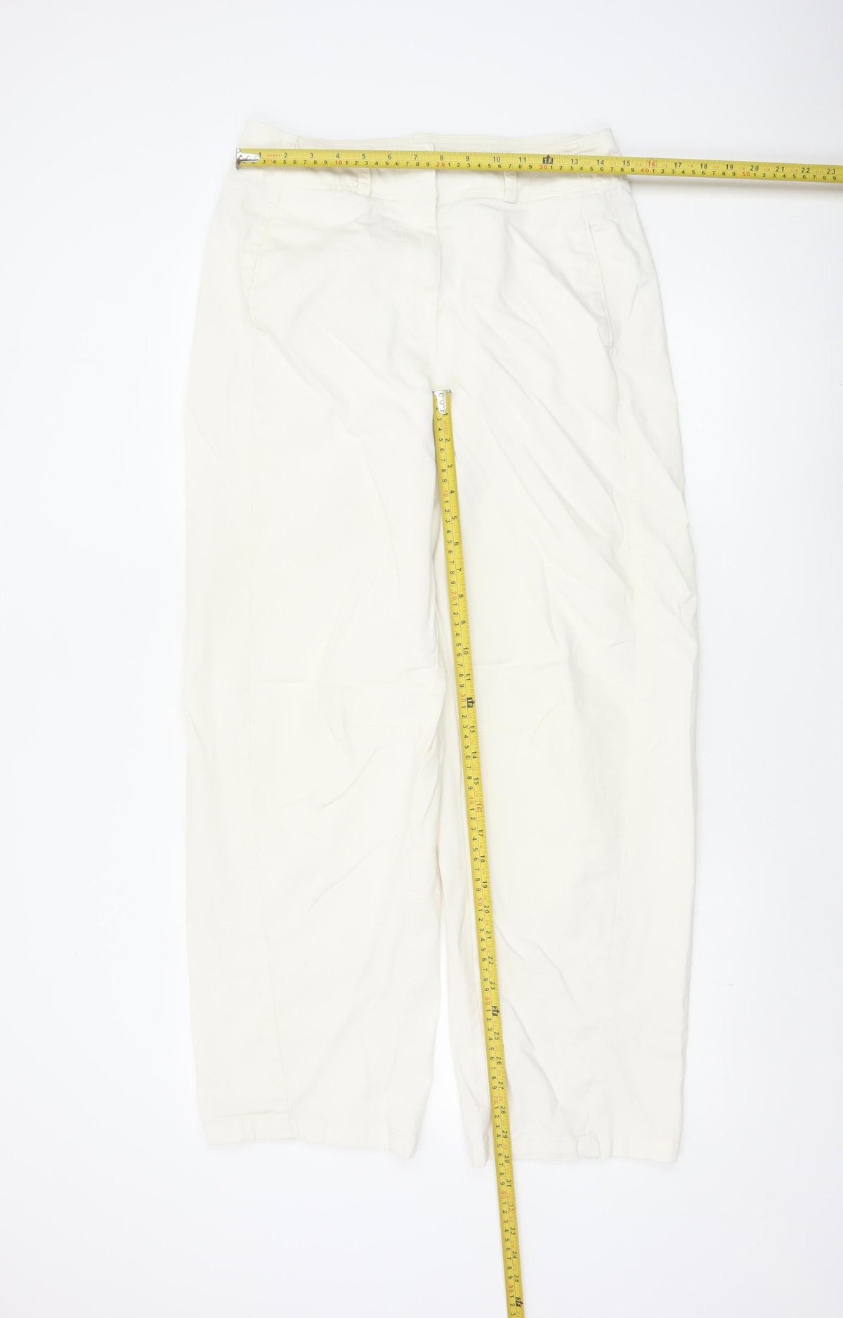 Marks & Spencer Women Ivory Size 12 Regular Tapered Trousers