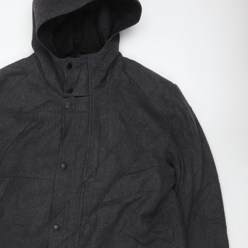 Next Men’s Grey XL Hooded Military Jacket Mid-Length Outdoor Coat