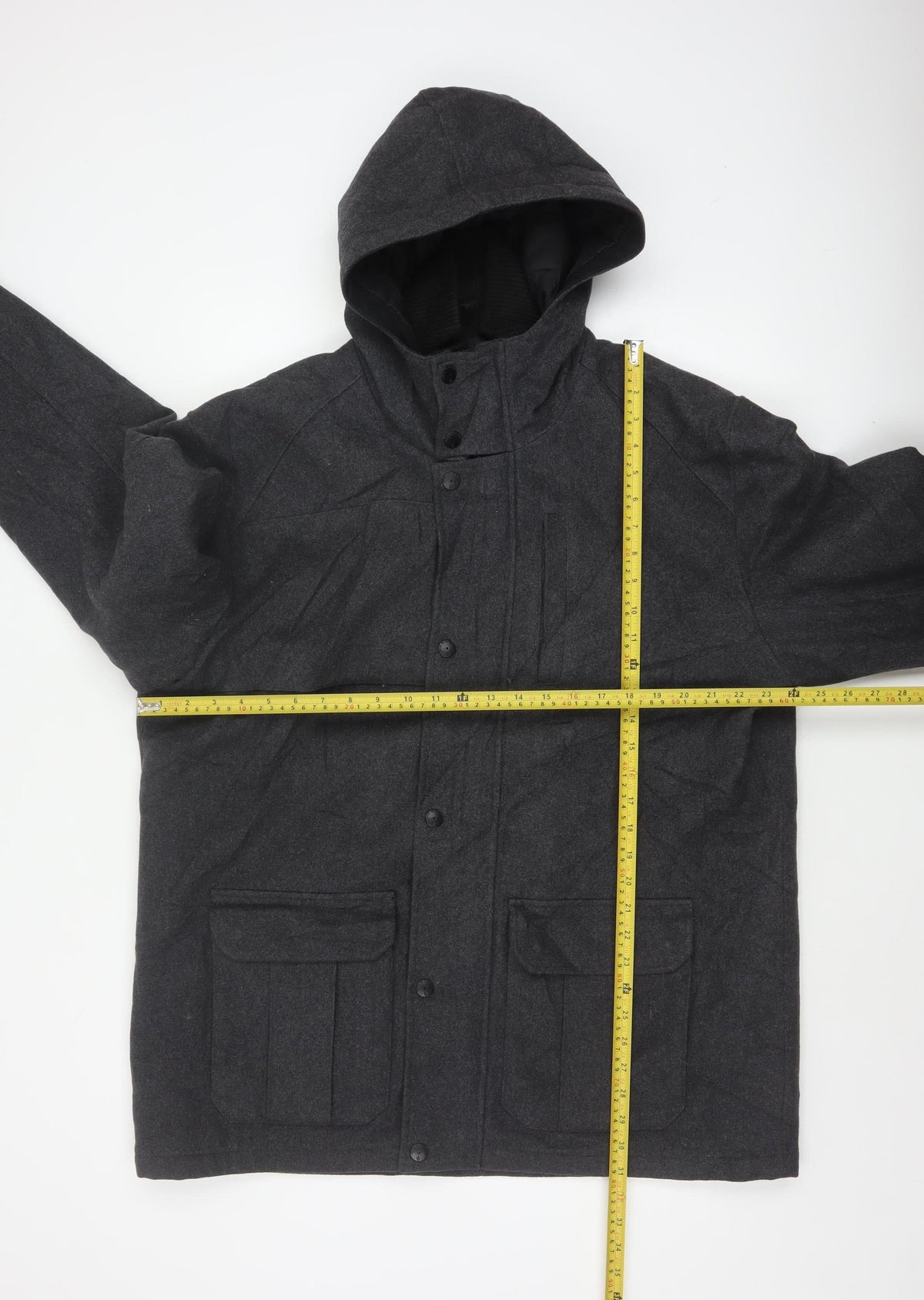 Next Men’s Grey XL Hooded Military Jacket Mid-Length Outdoor Coat