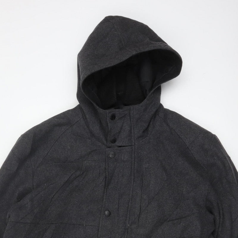 Next Men’s Grey XL Hooded Military Jacket Mid-Length Outdoor Coat
