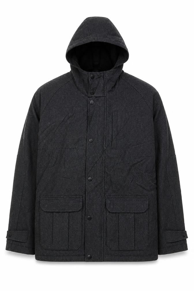 Next Men’s Grey XL Hooded Military Jacket Mid-Length Outdoor Coat
