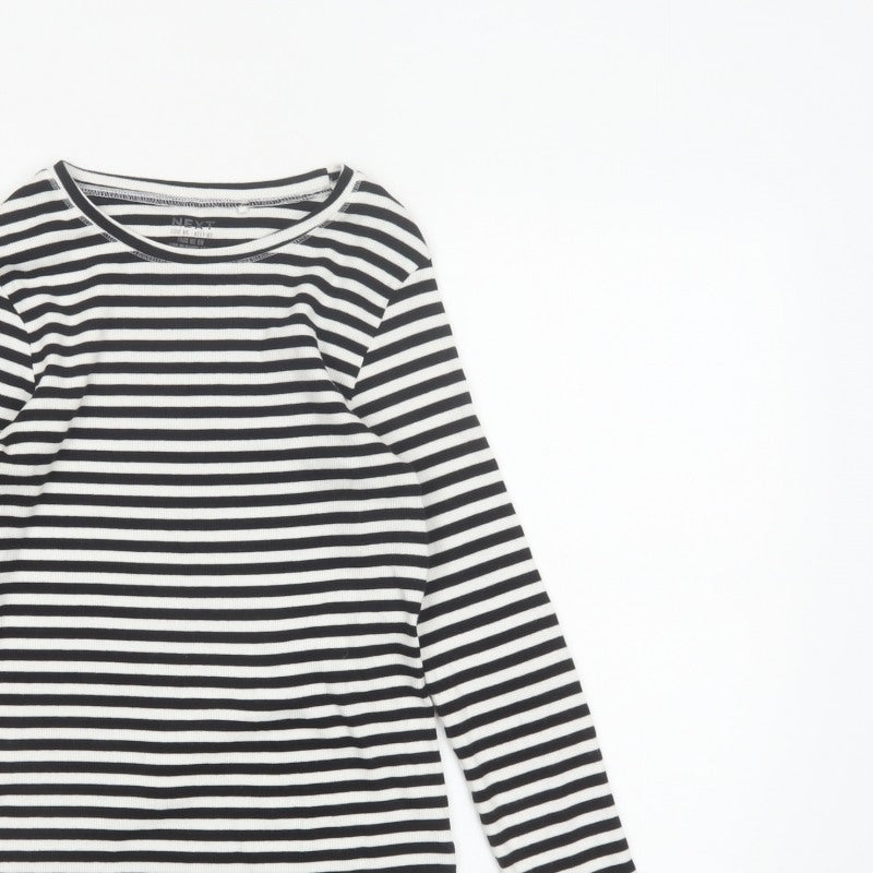 Next Girls Black White 12 Years Striped Ribbed Long Sleeve T-Shirt