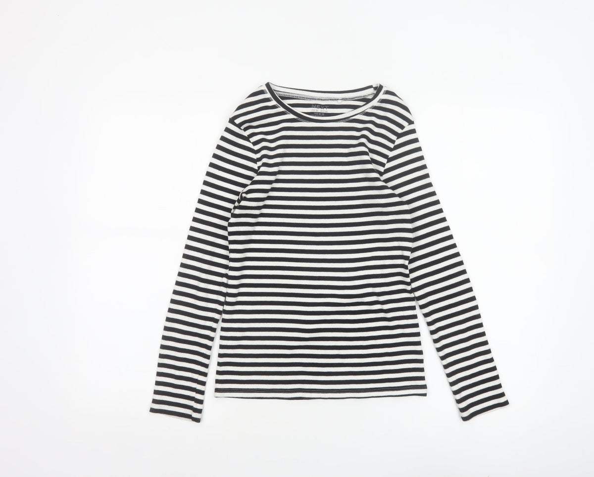 Next Girls Black White 12 Years Striped Ribbed Long Sleeve T-Shirt