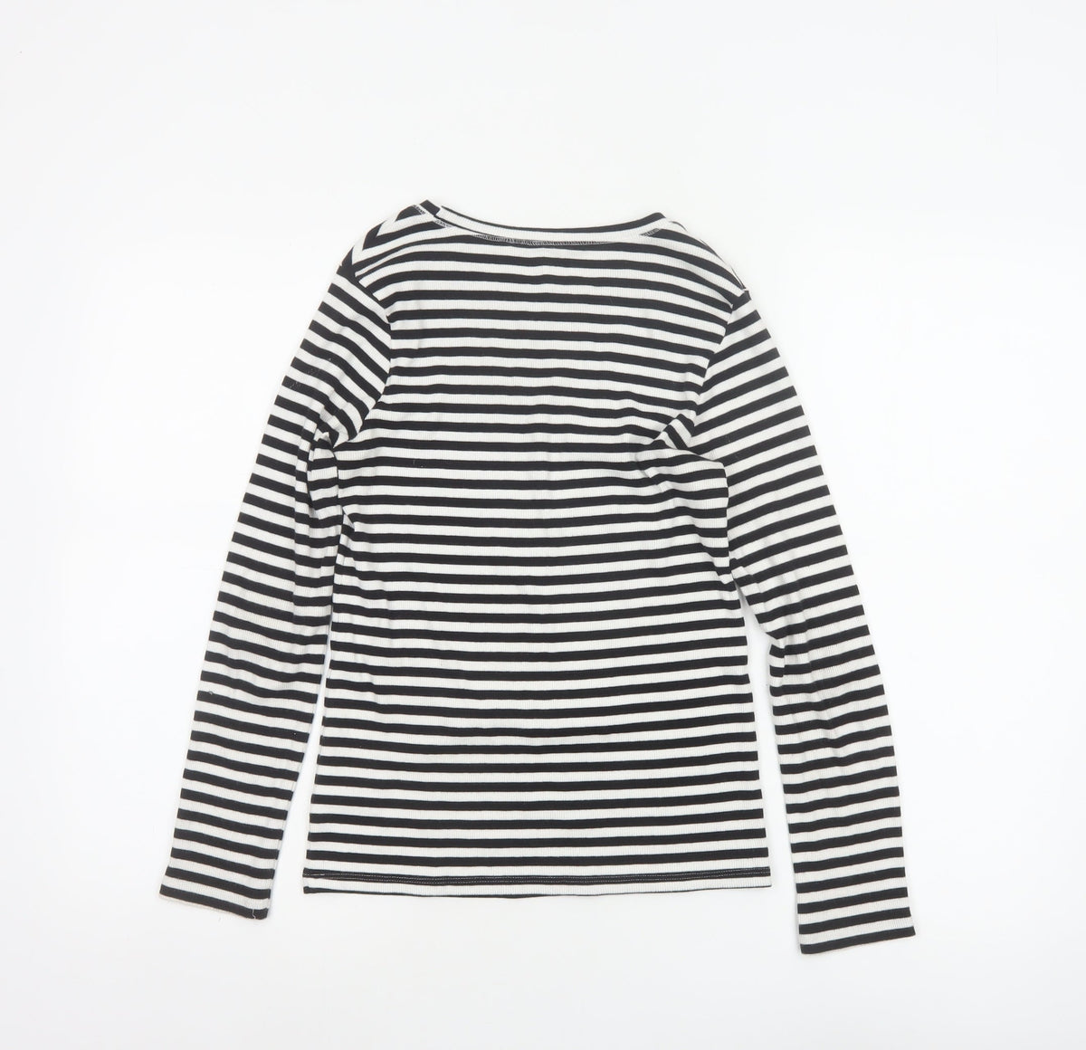 Next Girls Black White 12 Years Striped Ribbed Long Sleeve T-Shirt