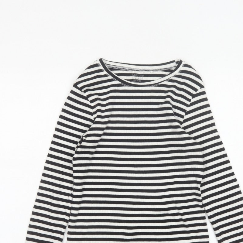 Next Girls Black White 12 Years Striped Ribbed Long Sleeve T-Shirt