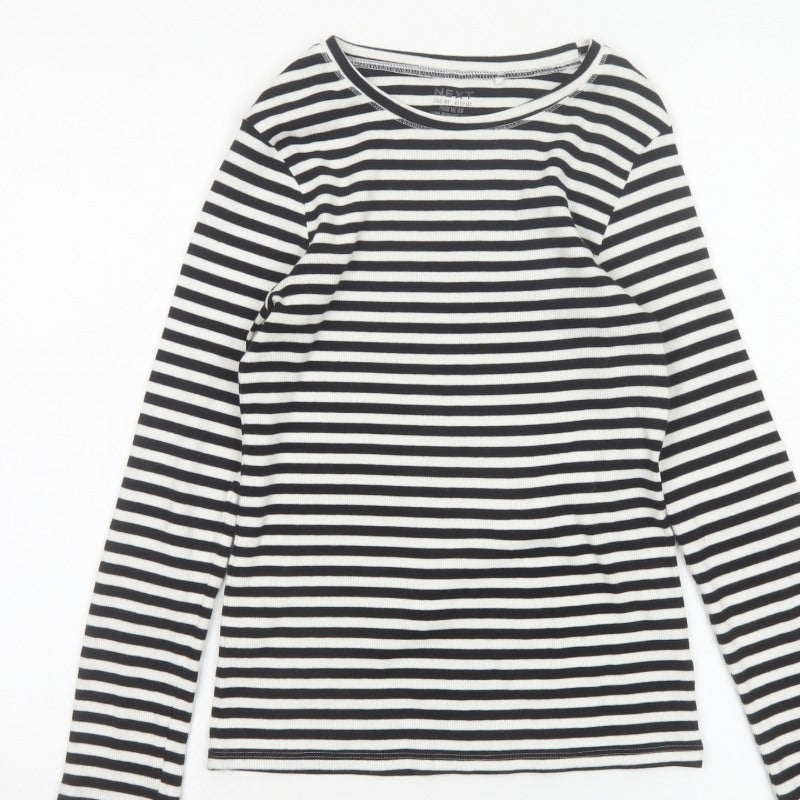 Next Girls Black White 12 Years Striped Ribbed Long Sleeve T-Shirt
