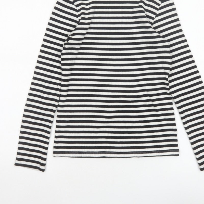 Next Girls Black White 12 Years Striped Ribbed Long Sleeve T-Shirt