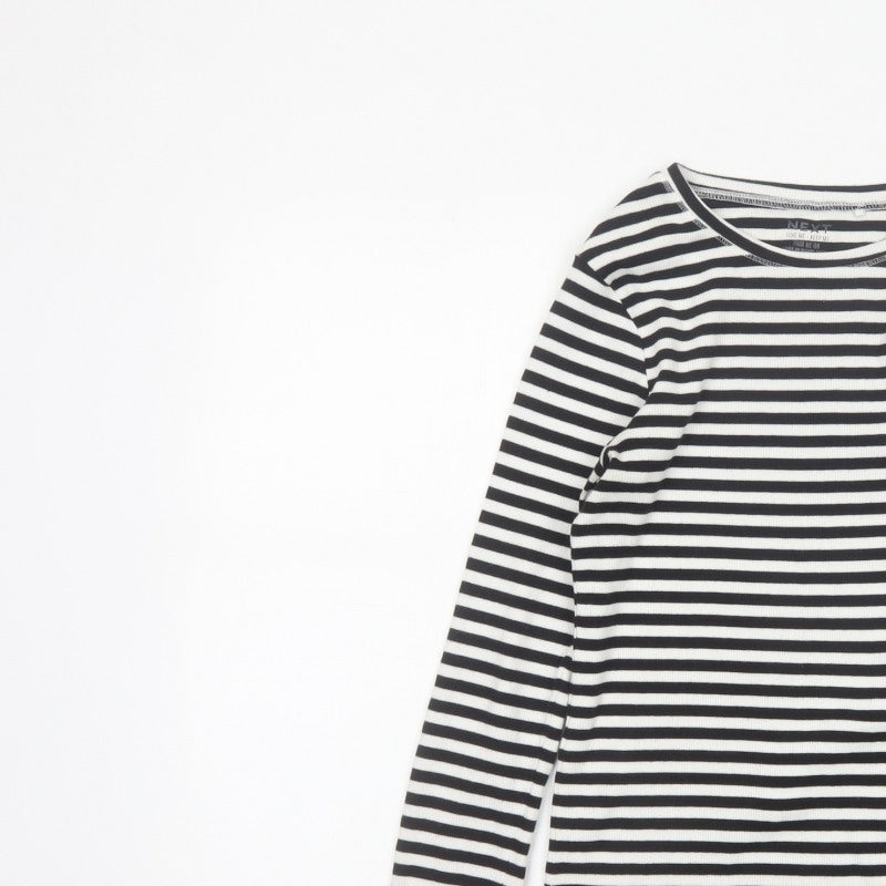 Next Girls Black White 12 Years Striped Ribbed Long Sleeve T-Shirt