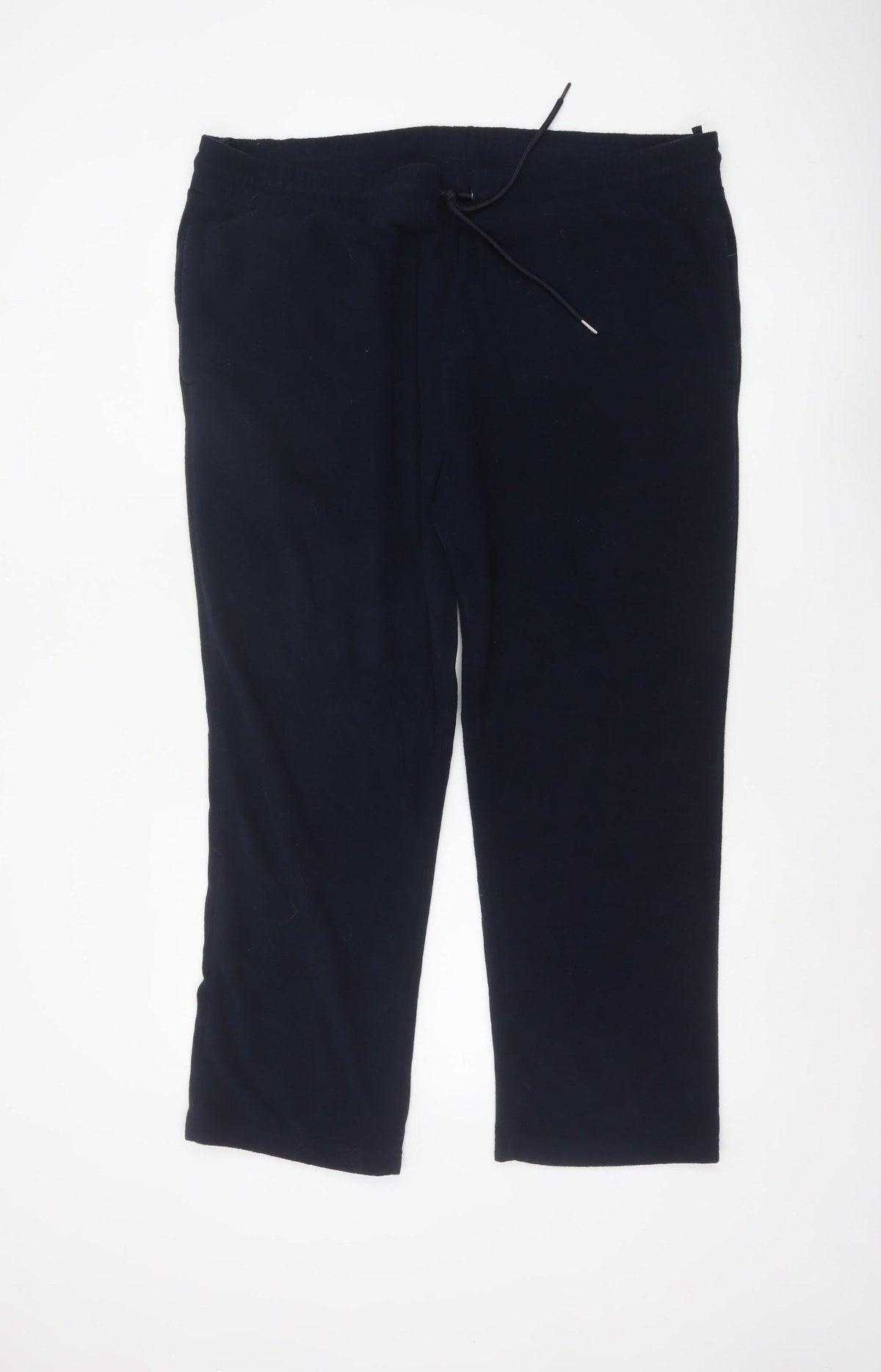 Marks and Spencer Women Blue 2XL Regular Drawstring Jogger Trousers