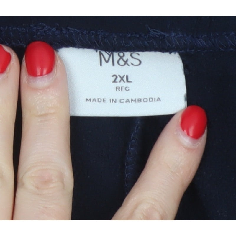 Marks and Spencer Women Blue 2XL Regular Drawstring Jogger Trousers