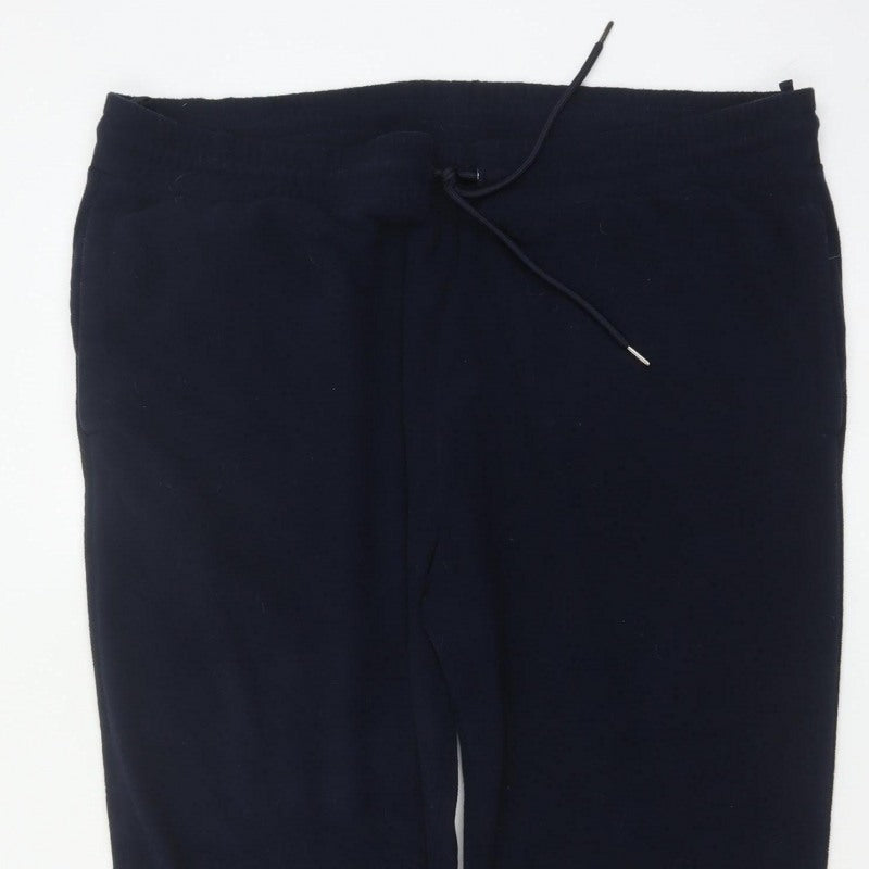 Marks and Spencer Women Blue 2XL Regular Drawstring Jogger Trousers
