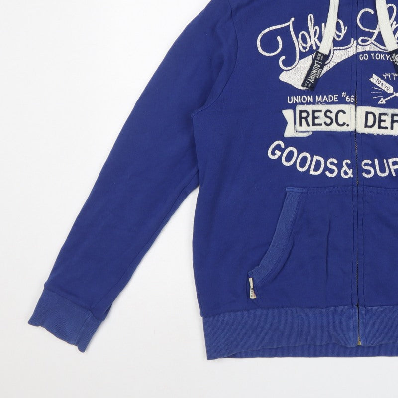 Tokyo Laundry Men’s Blue M Full Zip Graphic Lined Hoodie