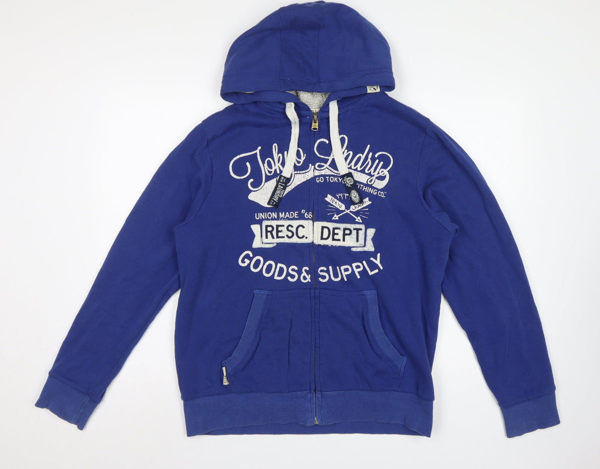 Tokyo Laundry Men’s Blue M Full Zip Graphic Lined Hoodie