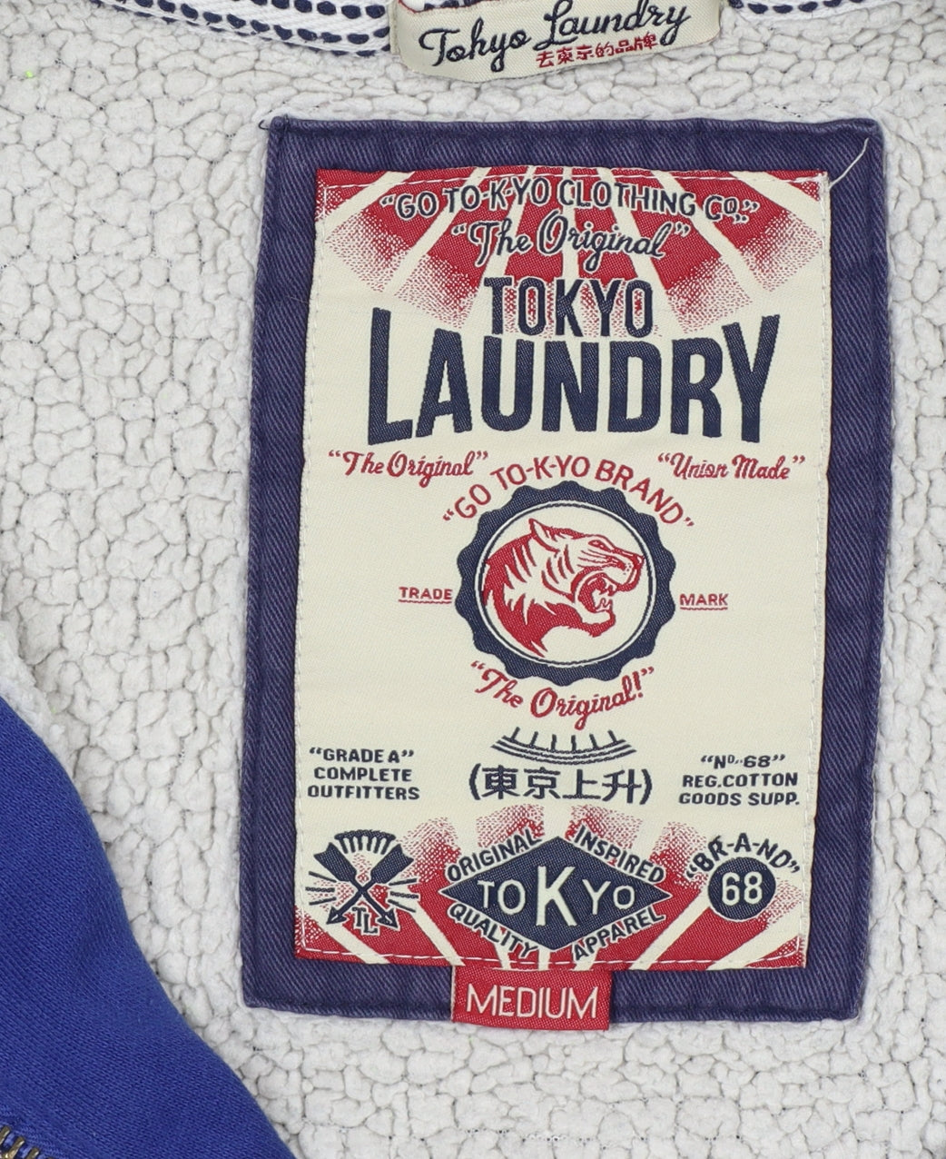 Tokyo Laundry Men’s Blue M Full Zip Graphic Lined Hoodie