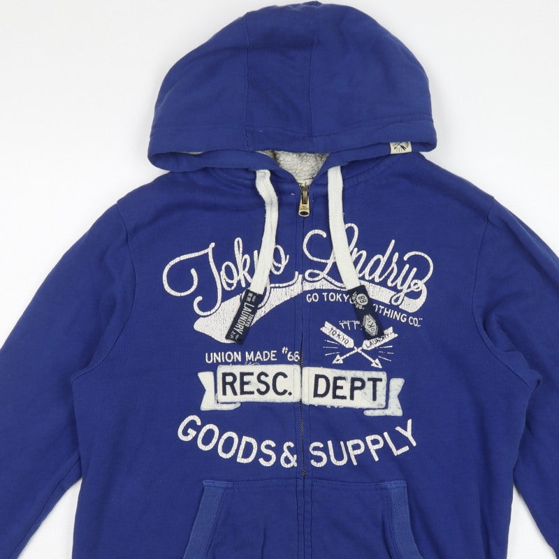 Tokyo Laundry Men’s Blue M Full Zip Graphic Lined Hoodie
