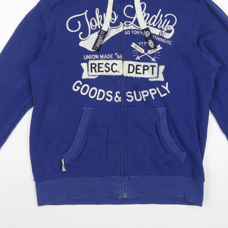 Tokyo Laundry Men’s Blue M Full Zip Graphic Lined Hoodie