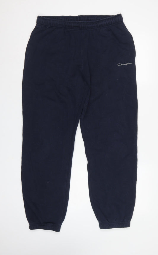 Champion Men’s Blue Large Logo Fleece Jogger Sweatpants Elastic Waist