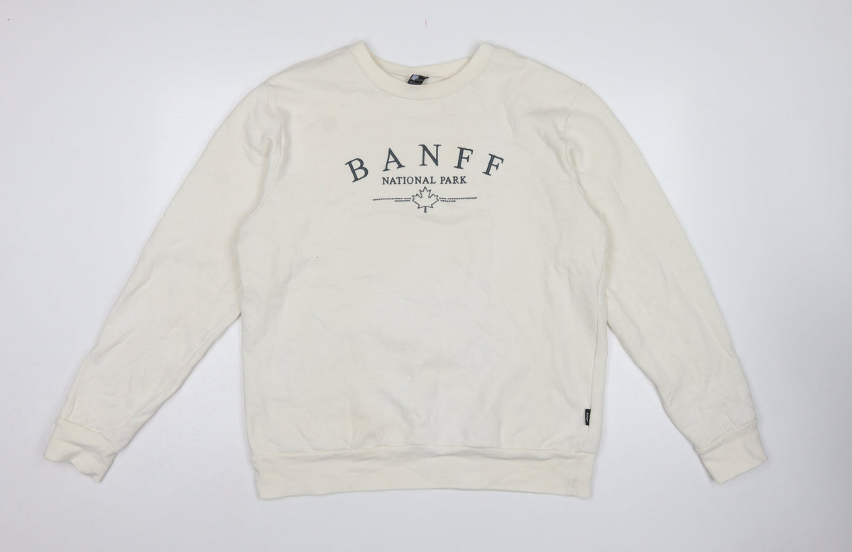 Ethica Women’s Ivory M Pullover Sweatshirt Banff National Park