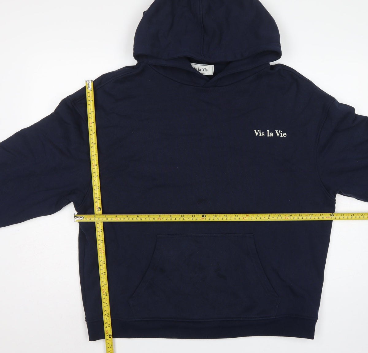 Vis la Vie Women’s Blue L Pullover Hoodie Logo Embroidered Pocket