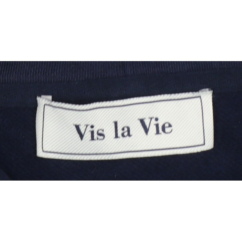 Vis la Vie Women’s Blue L Pullover Hoodie Logo Embroidered Pocket