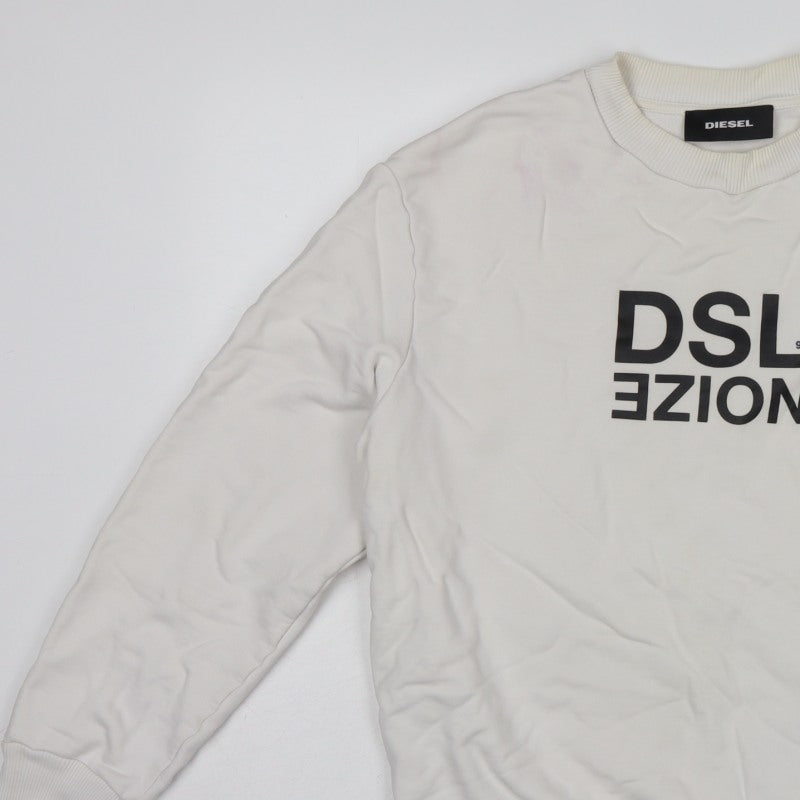 Diesel Men’s Ivory S Pullover Crew Neck Graphic Sweatshirt