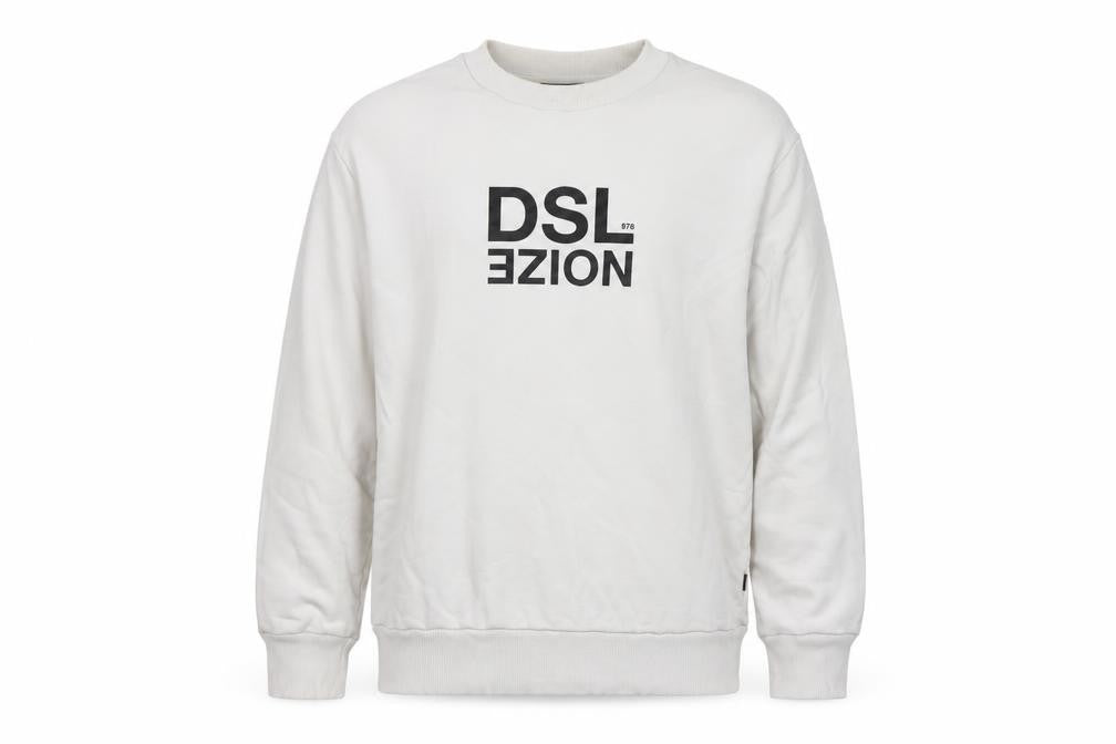 Diesel Men’s Ivory S Pullover Crew Neck Graphic Sweatshirt