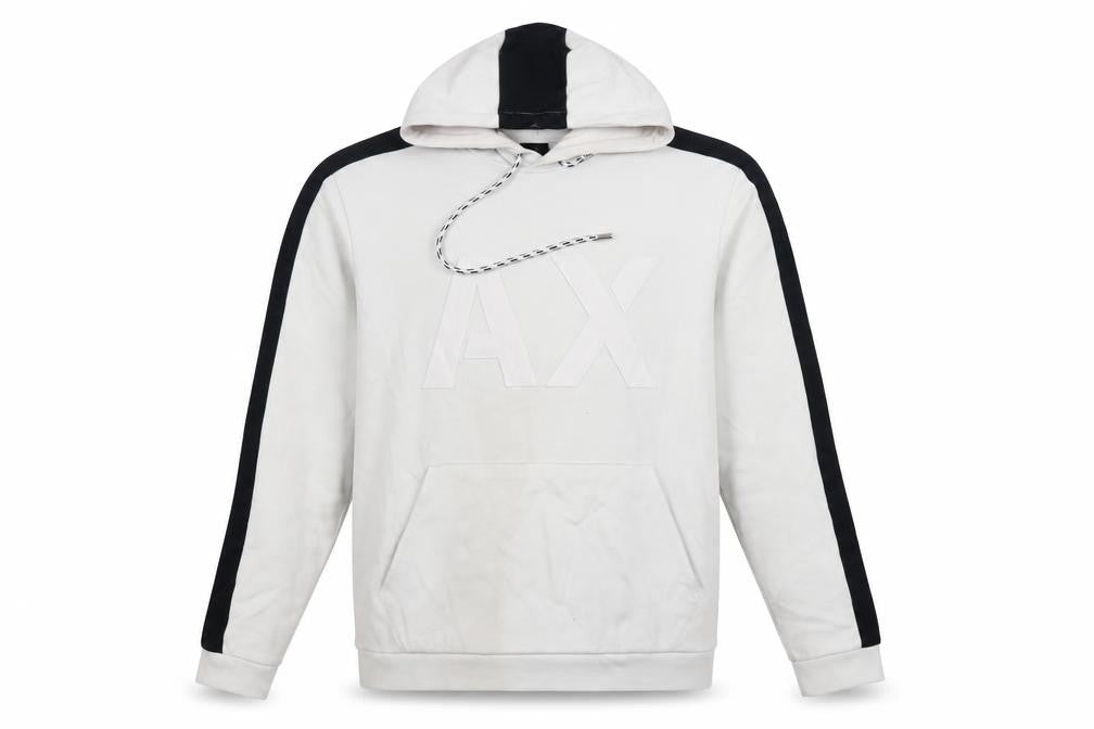 Armani Exchange Men’s White Black Logo Pullover Hoodie L