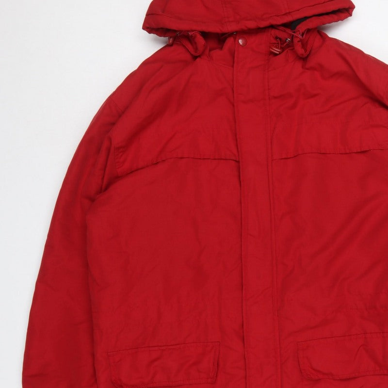 Cotton Traders Men’s Red M Hooded Padded Parka Coat Long