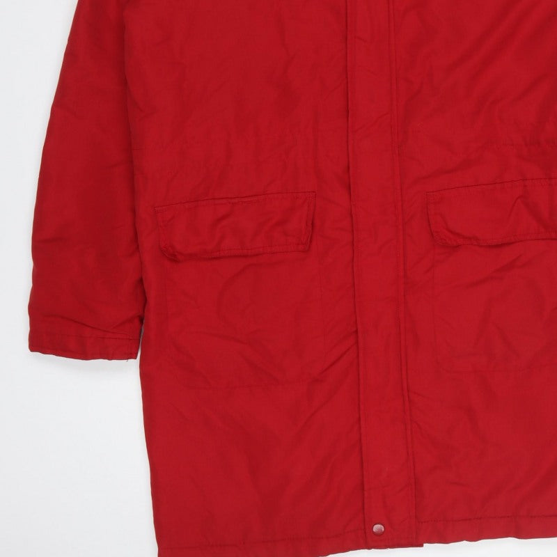Cotton Traders Men’s Red M Hooded Padded Parka Coat Long