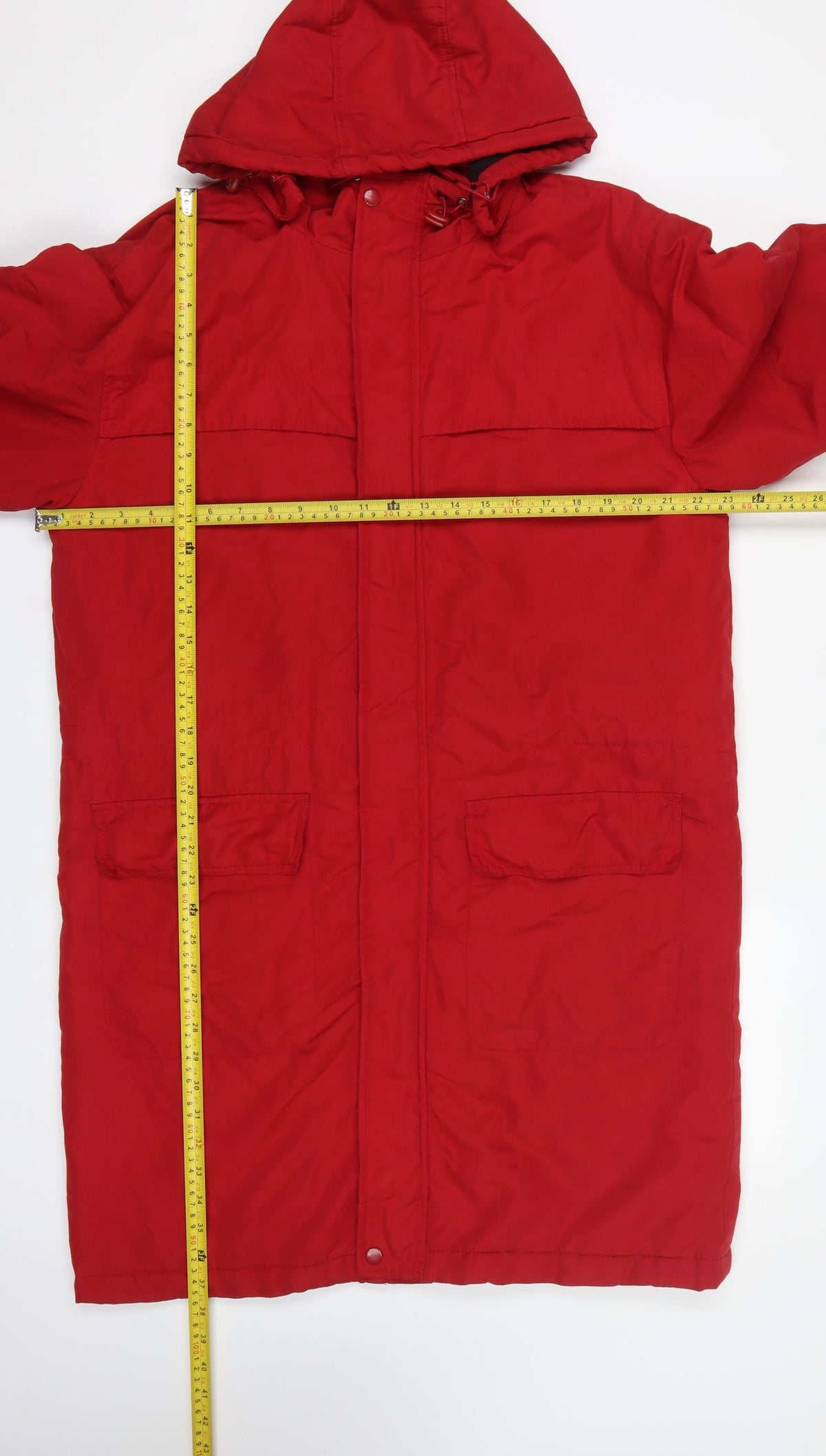 Cotton Traders Men’s Red M Hooded Padded Parka Coat Long