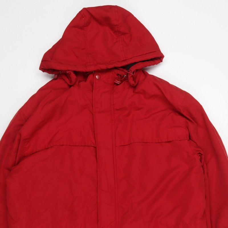 Cotton Traders Men’s Red M Hooded Padded Parka Coat Long