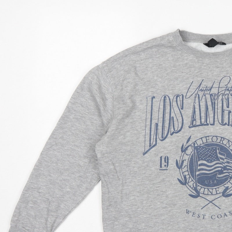 New Look Women Grey UK 8 Los Angeles USA Graphic Pullover Sweatshirt